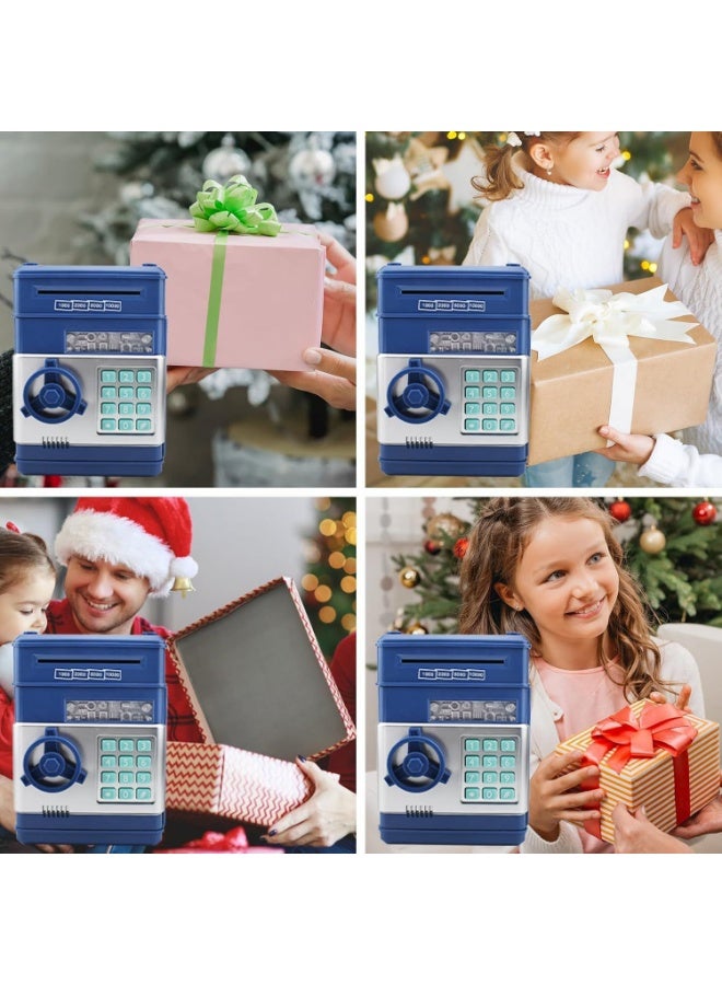 Electronic Piggy Bank with Code Lock | Mini ATM Money Saving Box for Kids | Password Cash & Coin Bank with Auto Money Scroll | Birthday Gift for Boys & Girls (Navy) - Image 3